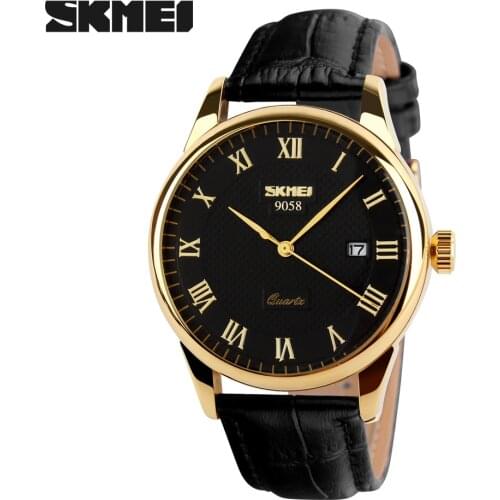 SKMEI Mens Watches Top Brand Luxury Leather Strap Business Watch Men 3Bar Waterproof Quartz Wristwatches Relogio Masculino 2019