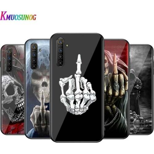 For OPPO A5 A9 2020 F7 Phone Cover Shell Grim Reaper Skull Skeleton for OPPO Reno 2 Z 2Z 2F 3 4 Pro 5G Bright Black Phone Case