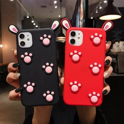 Fashion Cute Ears Case For Huawei Hoor 10i 20i Mate 8 9S 20 Lite P Smart Plus Y9 2019 2018 9 8 Plus Candy Color 3D Cat Claw Case