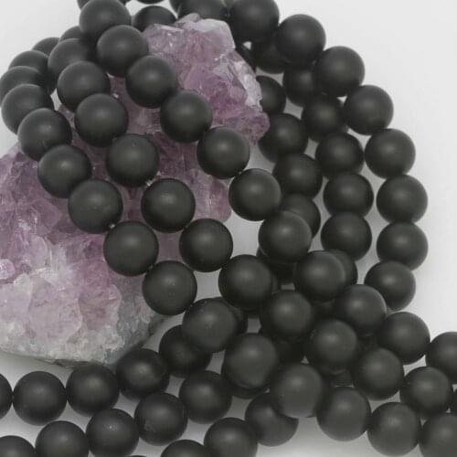 10mm Black Matte Frosted Onyx Loose Gem Stone Beads Accessories For DIY Jewelry bracelet Making Natural Stone Bead Wholesale,16"