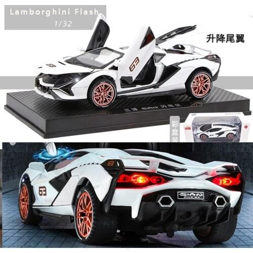 1:32 Lamborghini Flash Car Model Childrens Car Toy Car Simulation Sound And Light Pull Back Alloy Car Model Car Collection Boy
