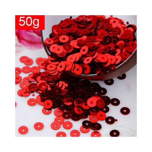 LNHOME-50g(10000pcs) 4mm Flat Round Loose Sequins Paillettes Sewing Wedding Craft Good Quality 9# Red Confetti
