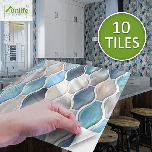 Funlife® BRILLIANT™ 15/20cm Pearly Fish Sacle Mosaic Tile Sticker Waterproof PVC Wall Sticker for Kitchen Bathroom Home Decor