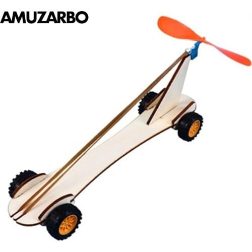 New Air Powered Car Model Assembled Rubber Band Toy Car Childrens Handmade Technology Small Production Science Education Toys
