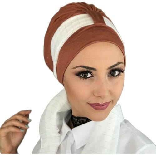 Islamic Fashion Muslim Hijab Lady Hijab 2021 Trend Scarf Bone Beanie Ready Shawl Scarf Buckle Hat Tile Color Scarf Bone
