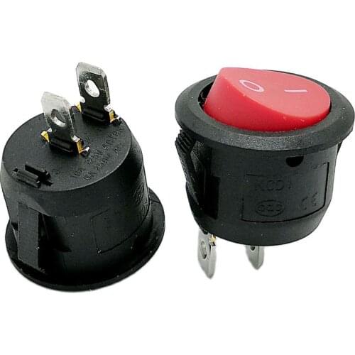 KCD1-105 red rocker switch round switch Rocker Switch Power Switch 6A/250V 10A/125V 10pcs/lot
