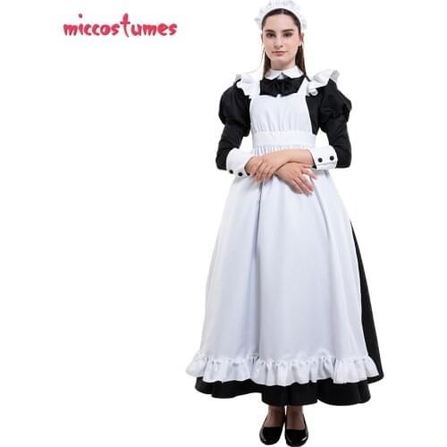 Classic Maid Costume Woman Cute Maid Uniform Long Dress Cosplay Costume with Katyusha