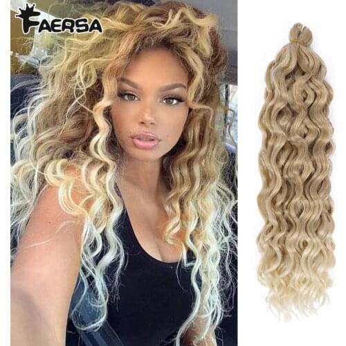 Ocean Wave Braiding Hair Extensions Crochet Braids Synthetic Hair Afro Curl Hawaii Ombre Curly Blonde Water Wave Braid For Women