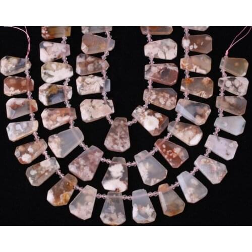 Beautiful Cherry Blossom Agates Trapezoid Nugget Loose Beads Jewelry,Natural Agates Slice Bead Pendants Making DIY SY-659AMEE
