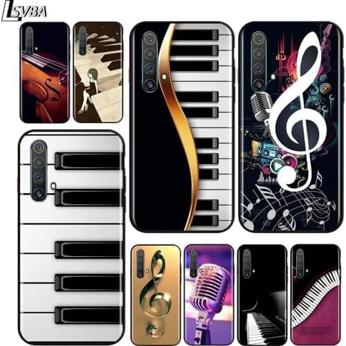 Love Music Guitar for OPPO Realme V15 X5 X3 X50 X7 X2 C17 C11 C3 C2 7 7i 6 6S 6i 5 Narzo 20 Pro Black Phone Case