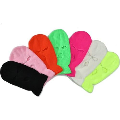 Ski Mask Knitted Face Cover Winter Balaclava Full Face Mask for Winter Outdoor Sports CS Winter Three 3 Hole Balaclava Knit Hat