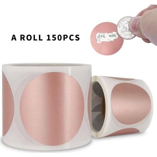 150 PCS 1.5inch Round Rose gold Scratch Off Stickers for DIY Game Party Activity Sticker Clear Stickers Stationery Sticker