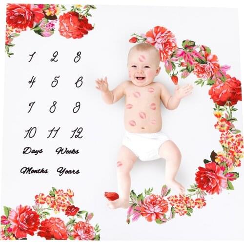 Newborn Baby Monthly Growth Milestone Blanket Photography Props Background Cloth Commemorate Rug