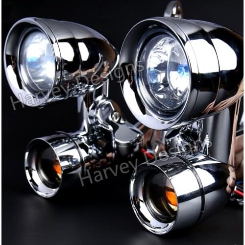 New Chrome Fairing Mounted Driving Lights With Smoked Turn Signals For Harley 96-13 Street Glide&96-18 Road King FLHR Models