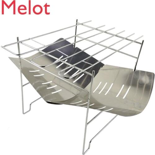 New Outdoor Stainless Steel Folding Easy Storage Camping Barbecue Fire Rack Home Courtyard Stainless Steel Grilling Basket
