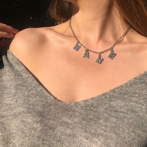 Gold Silver Color Initial Letter Necklace For Women BABE Alphabet Pendant Necklace Jewelry Christmas Gifts Charms Necklaces