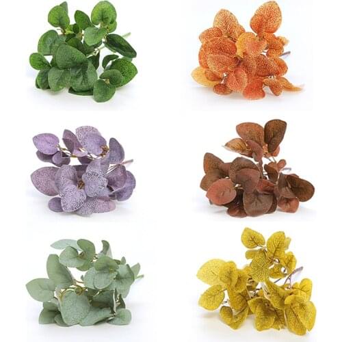 Plastic Artificial Leaf Bundle Simulation Money Leaf Artificial Flower Green Plant Decoration Eucalyptus Leaf Wedding Home Decor