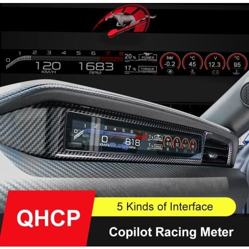 QHCP Cars Racing Instrument Copilot LCD Passenger Side Dashboard Speed Meter HD For Ford Mustang Shelby Saleen Mustang 2015-2020
