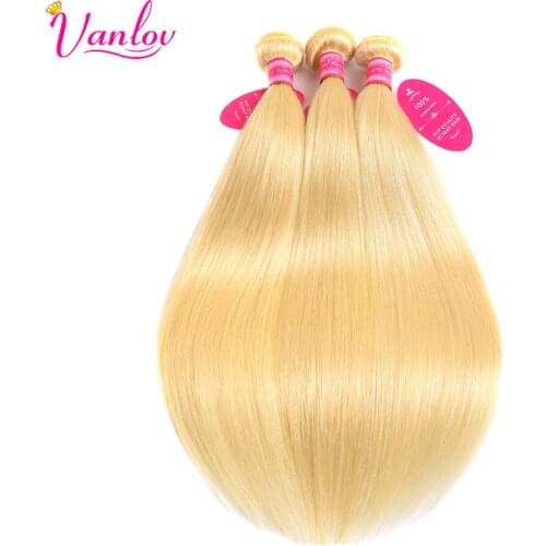 Vanlov High Ratio Brazilian Straight Hair 613 Honey Blonde Bundles 8-26 inch 4 Bundles Remy Hair Weaving Human Hair Bundles