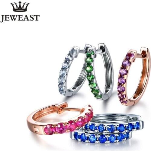 ML Natural ruby/sapphire/Aquamarine/Tsavorite 18K Pure Gold Earring Real AU750 Solid Gold Earrings Diamond Jewelry Hot Sell 2020