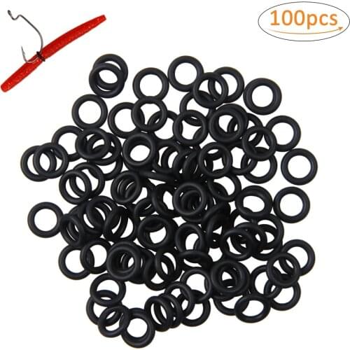 Shaddock 100Pcs Rubber O-Rings Fishing Accessories Black Wacky Rig O-Ring Tool For Fishing Lures