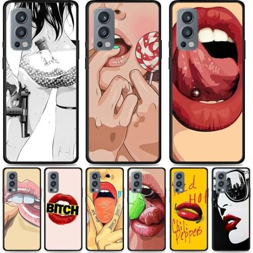 Sexy Red Lips Girl Silicone Cover For OnePlus Nord CE 2 N10 N100 9 9R 8T 7T 6T 5T 8 7 6 Plus Pro Phone Case Shell