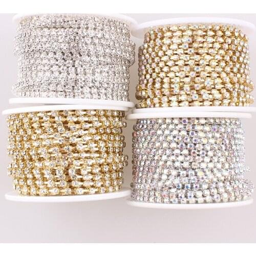 Rhinestones for Clothes Strass Silver Claw Chain Rhinestone Trim Glue Nails DIY Gold Motif Stickers Sewing Accessories E