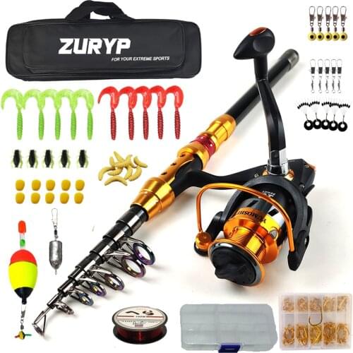Telescopic fishing rod combo fishing set travel spinning rod with reel bag line lure accessories box full set