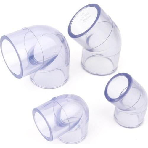 Inner Dia 50-110mm Transparent PVC Connector 45/90 Degrees Elbow Joints Aquarium Tank Garden Irrigation Water Pipe Connectors