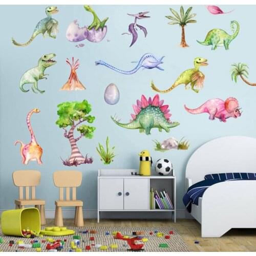 Funny Anima Cute Dinosaur Zebra Giraffe Snake Wall Stickers For Kids Rooms Baby Home Decor Cartoon Animals Decals DIY Mural
