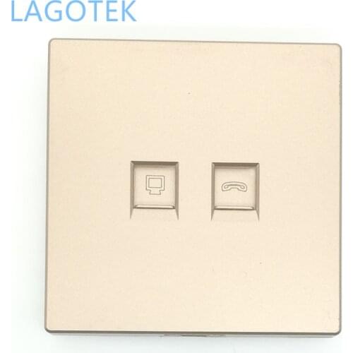 10pcs 86type Single Dual Face Plate Wall Outlet Suitable For Standard RJ45 Network RJ11 Telephone Keystone Jacks Gold Plastic