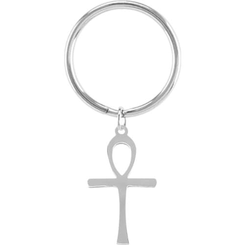 100% Stainless Steel Egyptian Cross Key Chain Key Ring Llavero Cruz Acero Inoxidable Sleutelhanger High Polished Wholesale 10pcs