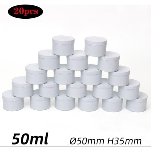 20pcs 50ml Round Empty Iron Box Metal Tin Cosmetic Container Cream Pot Bottle Refill Aluminum Candle Jar White Black Red Gold