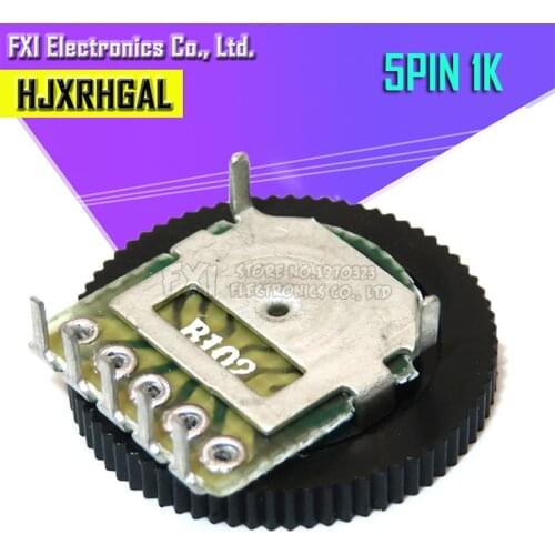 5pcs Double Gear tuning potentiometer B102 1K 5Pin 16*2mm Dial Potentiometer