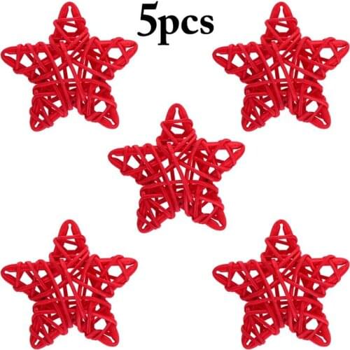 5Pcs/Set Christmas Tree Rattan Stars Hanging Decor Creative Rattan Ornament Set DIY Home Decor Accessories For Christmas Party