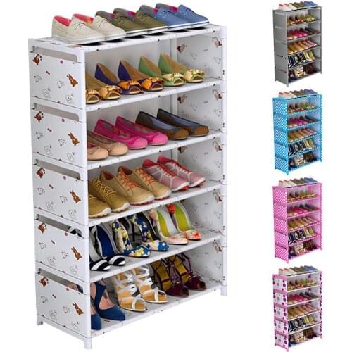1 Set 6 Layer Shoe Rack Compact Large Capacity Load Bearing Stackable Shoes Organizer Storage for Home Furniture Shoe Cabinet