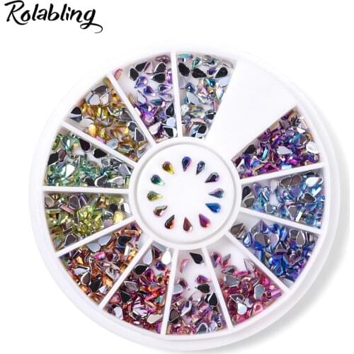 New Arrival 1.5*3mm 600pcs/pack 3D Drop Shaped Rainbow AB Color Fashion Glitter Nail Art Decoration For DIY Decoration