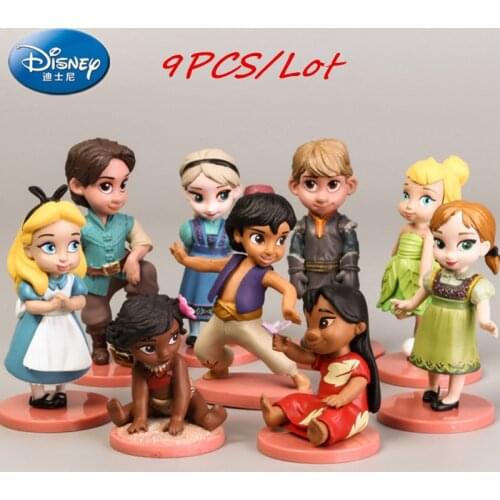 9PCS Disney style Dream Princess Dolls Lovely Flower Fairy Isana Fairy Princess Model Action map Ornament Childrens gift