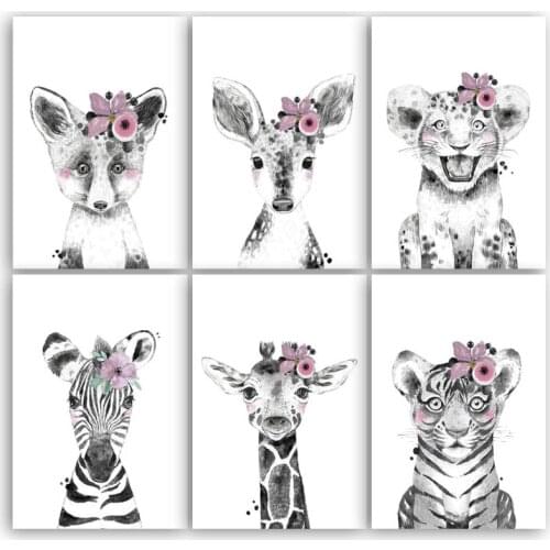 5D DIY Black White Animal Diamond Painting Animal Wall Art Lion Elephant Deer Zebra Wall Pictures Diamond embroidery Home Decor