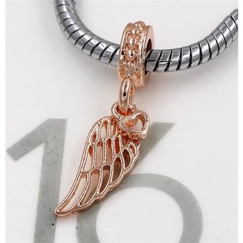 Openwork Angel Wing Charms &Rose Gold Color European Charms & Pendant for Bracelet Beads Fashion Jewelry Findings