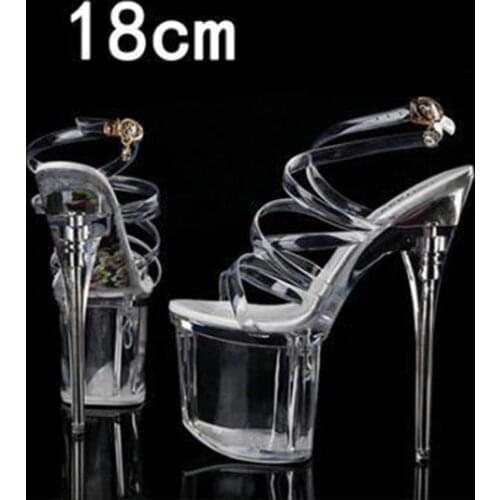 Stiletto Sandals Woman Sexy High Heels Shoes Transparent Clear Heels Platform Sandals Women Cross Straps Wedding Dress Silver