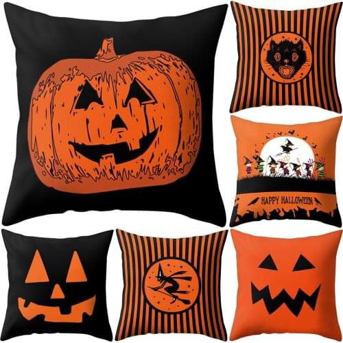 Trick or Treat Funny Halloween Toys Boo Smile Pumpkin Witch Wolf Bat Halloween Pillow Cushion Cover Throw Pillows Case