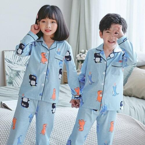 Kids Pajamas 2021 autumn winter Girls Boys Sleepwear Nightwear Baby Clothes Animal Cartoon Pajama Sets Cotton Childrens Pyjamas
