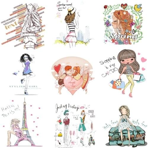 Iron on Transfer for Clothing Thermoadhesive Patches Stickers Diy Girls Cute Patch Stripes Ironing Applications Textile Vinyl I
