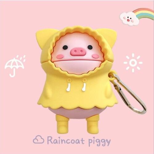 Raincoat Piggy AirPods Pro Cover Cute Cartoon Silicone 1/2 Generation Apple Earphone Case Soft Shell