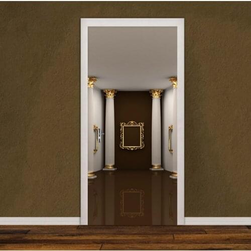 European Style Luxury Door Sticker 3D Rome Column Mural Wallpaper Living Room Bedroom Home Decor Door Poster Self-Adhesive Decal