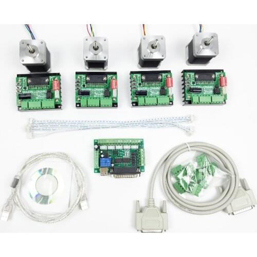 CNC Router mach3 4 Axis Kit, 4pcs TB6560 driver + 5 axis stepper motor controller + 4pcs nema17 1.8A motor
