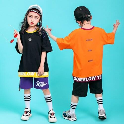 Summer Girls Boys Ballroom Dance Clothing for Kids Short Sleeve T Shirt Tops Jogger Pants Jazz Hip Hop Dancing Costumes Wear