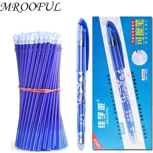 12/100Pcs Erasable Gel Pen 0.5mm Blue Black Ink Erasable Pens Refill Rod Washable Handle Gel Ink Pen School Writing Stationery