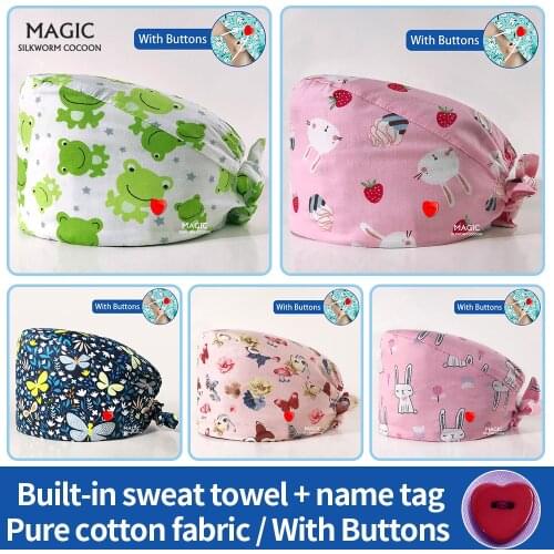 Cotton Tieback Surgical Medical scrubs caps Hospital doctor nursing caps Breathable dentist Pet clinic nurse Pharmacy work caps